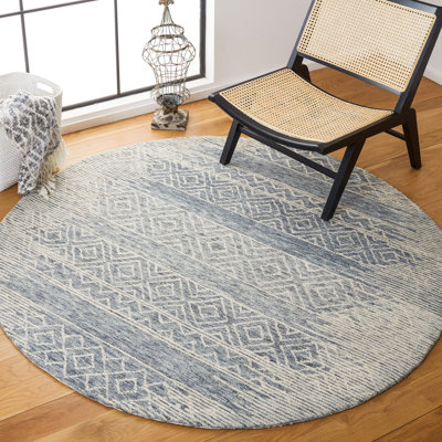 Metro Hand Tufted Wool/Cotton Abstract Rug in Natural/Blue