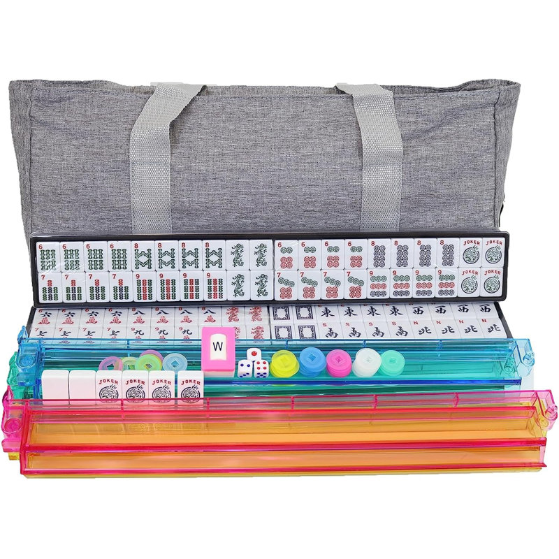 American Mahjong Set Combo Grey Bag 166 Tiles 4 All in One Colour Pushers Racks Combo Easy Carry