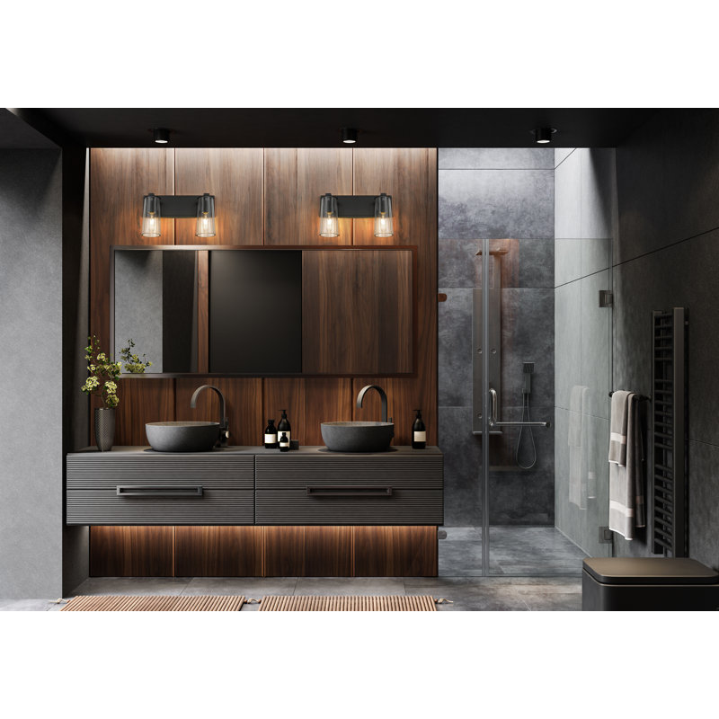 Meuble-lavabo 2 lumières Esma, Noir mat