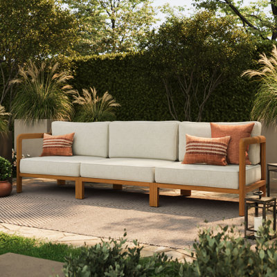 Ensemble de canapé modulaire extérieur 3 pièces Allard en teck couleur sable