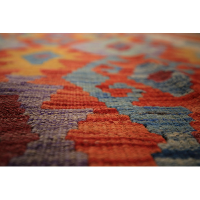 Tapis oriental géométrique All-Over Kilim 9 x 12