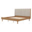 Lit en bois avec tête de lit tapissier en forme de clé de piano et pied central-478422801
