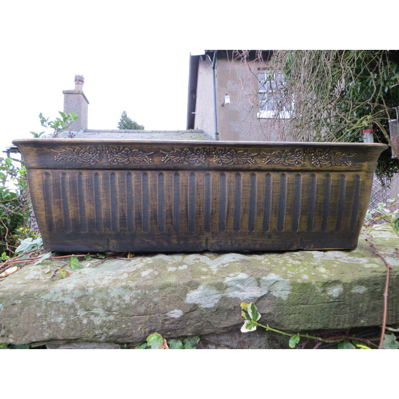 Yasmine Planter Box, Antique Gold, 17 cm H x 59 cm W x 19 cm D