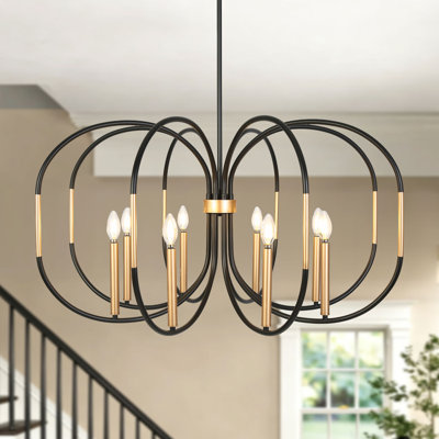 Très grand lustre géométrique de style bougie à 8 lumières Aldrena
