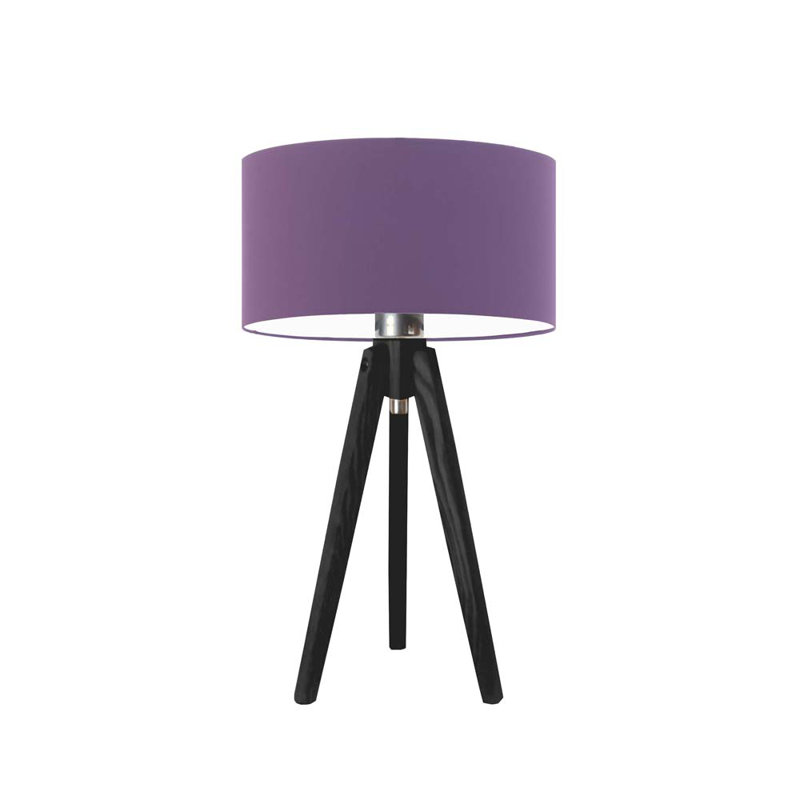 Balinas Solid Wood Tripod Lamp, Black, Purple