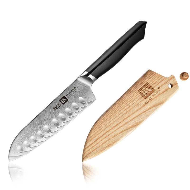 Couteau Santoku de 5,5 po Klaus Meyer Helix (avec gaine en bois)