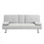 Canapé-lit avec accoudoirs à deux supports, structure en bois, pieds en acier inoxydable, futon blanc, PVC-234520119