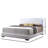 Led - Powered Queen Bed, White Faux Leather Construction, Coated Straight Legs, High Gloss Back Panel On Headboard, Padded Rails And Low Profile Fb, 3 Slats Support 660Lbs Weight Support, 64.51In Bed