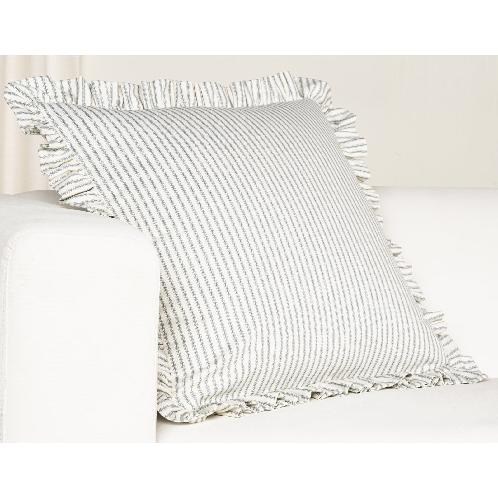 20" x 20" Cotton Throw Pillow, Feather, Gray