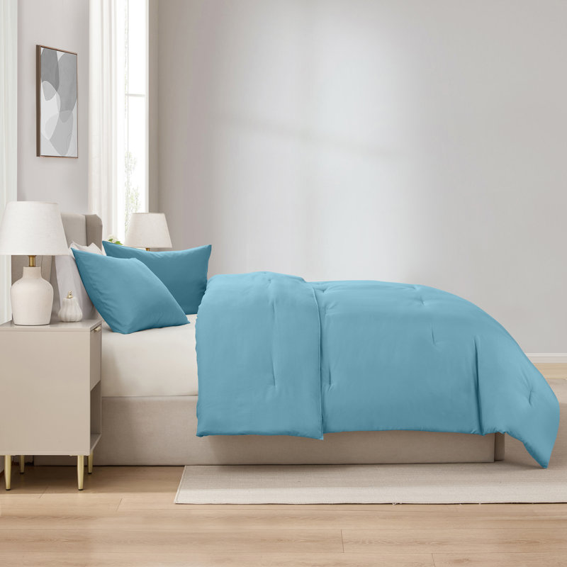  soft microfiber 3 piece comforter set with pillow shams, Storm Blue, King Comforter + 2 King Shams