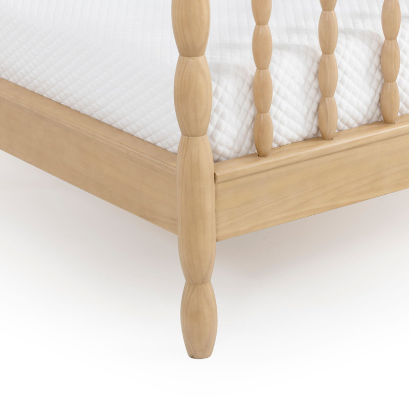 Lind Spindle Queen Solid Wood Bed, Beige, Queen