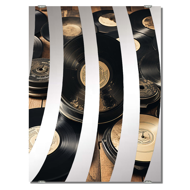 Rétro disques vinyle vintage - Disque vinyle grand miroir mural MIR136800, 32 po x 24 po