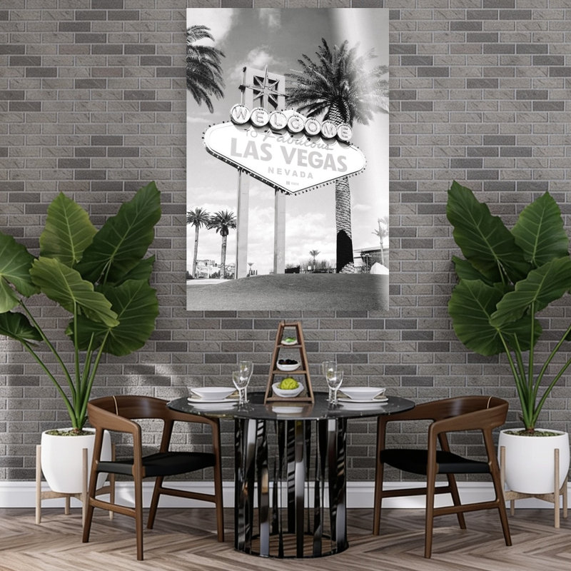 Fabulous Las Vegas Landmark Classic Retro Abstract Palm Tree Landscape Nature Wall Art Print 1 Piece Wrapped Canvas Wall Art