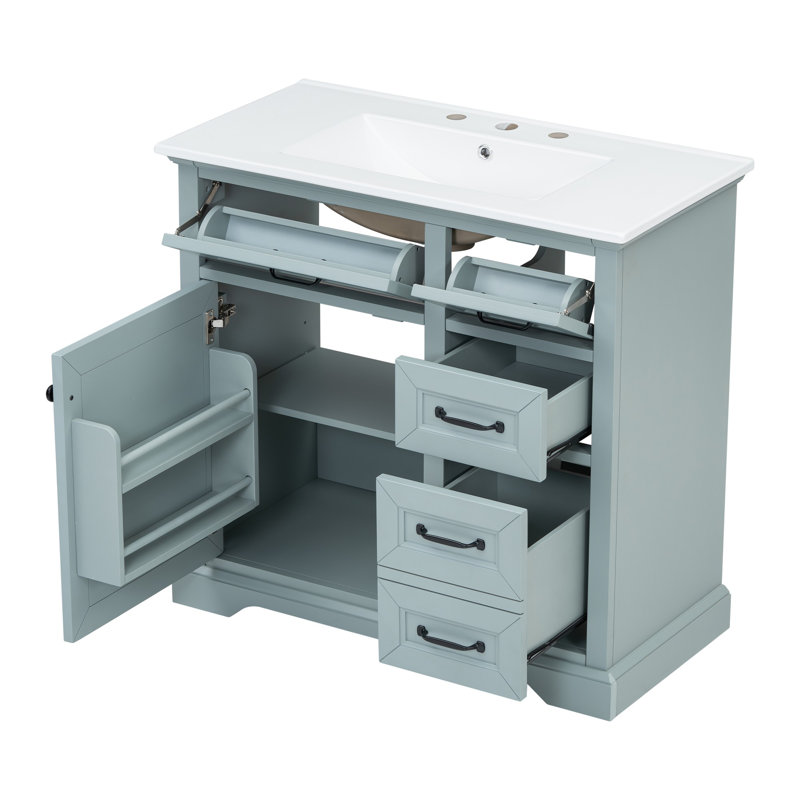 Meuble-lavabo 36 po avec lavabo, Gris