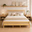 Structure de lit très grand Mid-Century en bois massif avec tête de lit à lattes - mobilier de chambre rustique moderne, sommier en bois durable, aucun sommier nécessaire-129769309