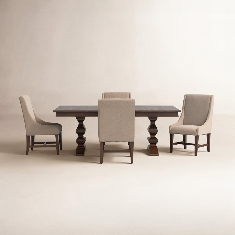 Barlow Extendable Double Pedestal Dining Set, 5 Pieces: Table, 4 Chairs