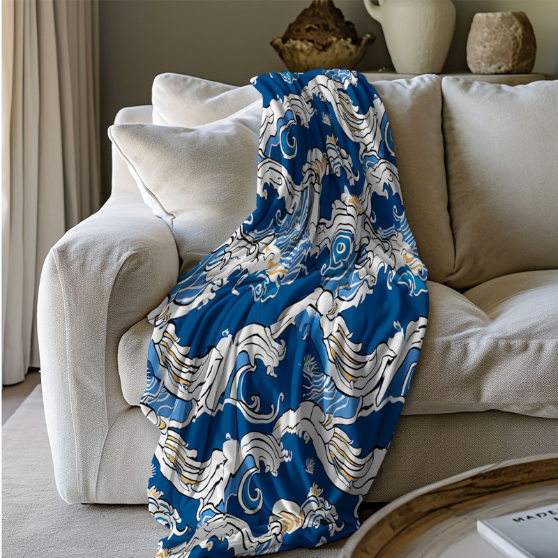 Tsunami Wave Designs - 1 pièce Sherpa Premium, Grand lit