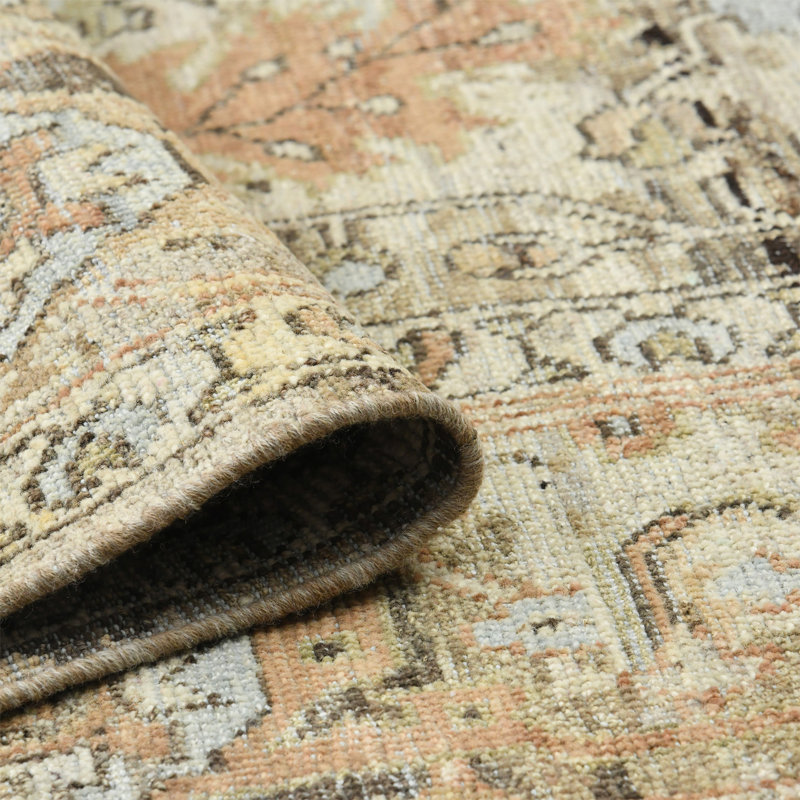 Hand-Knotted Tan Wool 8' x 10' Oriental Area Rug