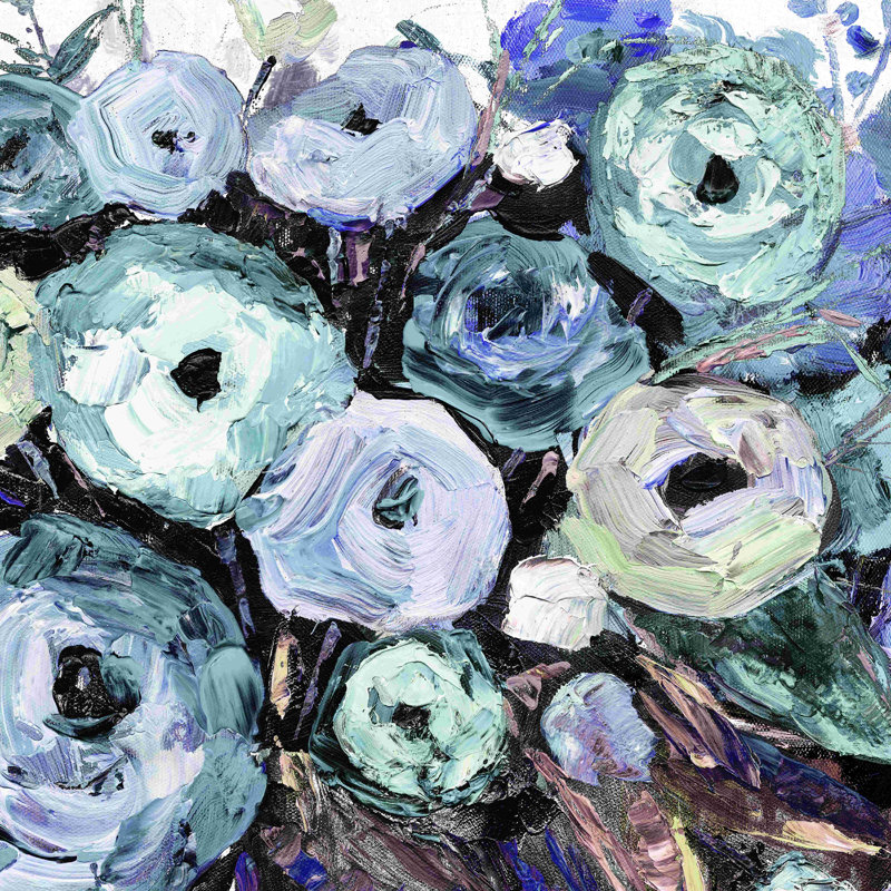 Moody floral bleu, H 36 po x l 36 po