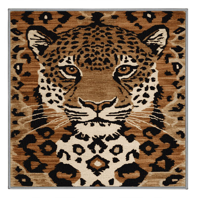 Washable Formosan Clouded Leopard Big Cats Area Rug