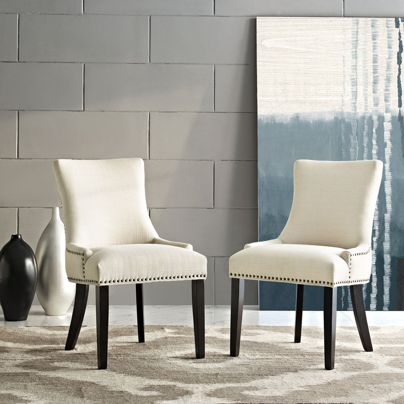 Modway Porch & Den Helen Fabric Upholstered Dining Chair , Beige Polyester Blend, 1
