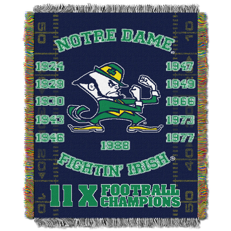 NCAA Hand Woven Throw Blanket, Notre Dame