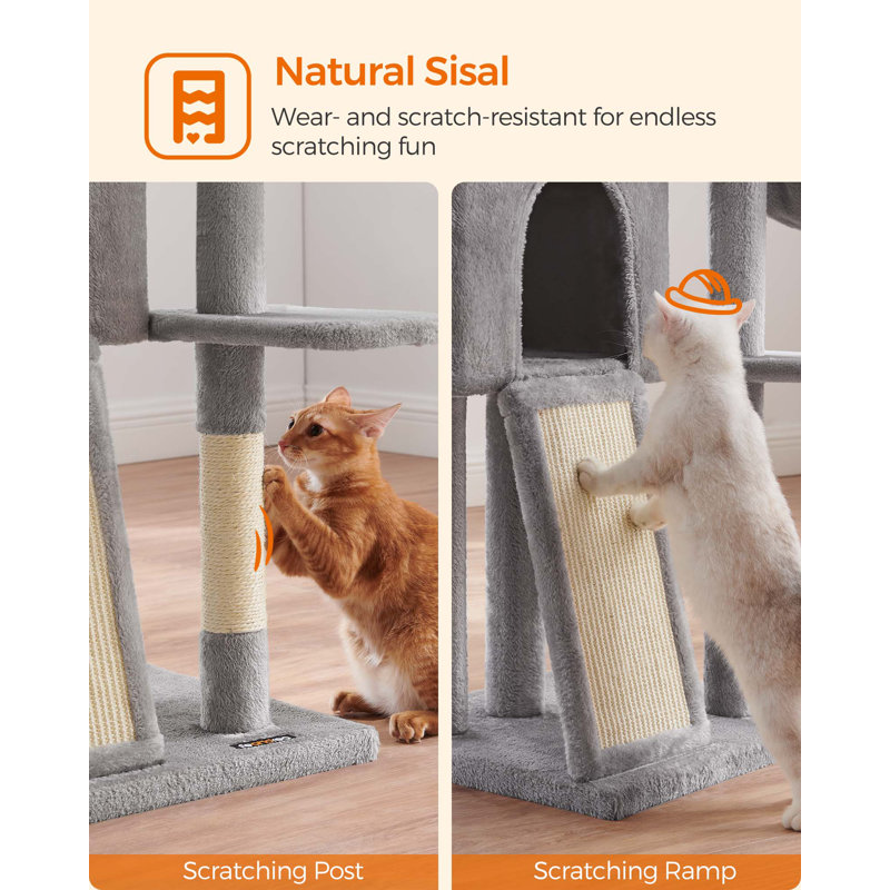 53.2" Crewkerne Multi-Level Cat Tree, Light Grey