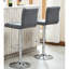 De 2 tabourets de bar réglables en similicuir gris avec base chromée et pivotant à 360 degrés 2 pièces hydraulique - siège, base, rotation, hauteur, mousse
