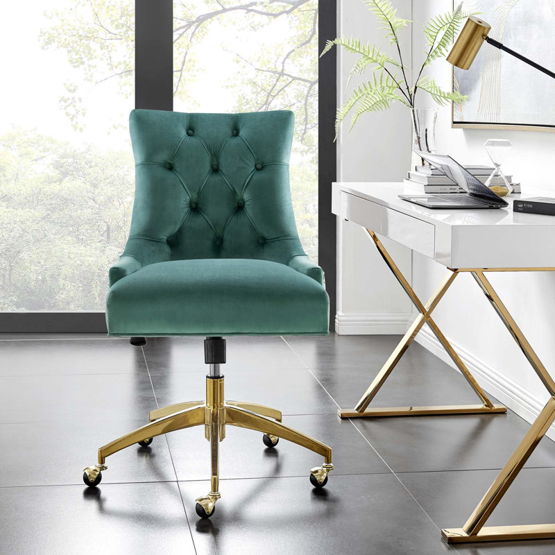 Chaise de bureau Regent, Teal, Doré