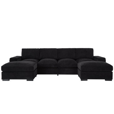 Sectional Sofa Deep Seat Sofa Couch With Ottomans, Corduroy Sofa Sleeper Comfy Upholstered Furniture For Living Room, Apartment, Office,
