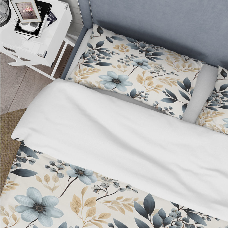 Literie monochrome V botanique, Housse de couette simple + 1 taie décorative stan