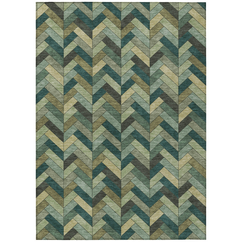 Machine Washable Indoor/Outdoor Matteson ACN2296 Geometric Rug, Rectangle 5' x 7'6"