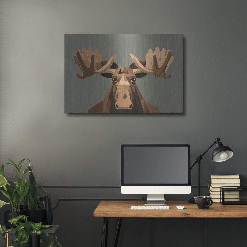 «Staring Moose» par Andreas Magnusson, art mural en métal, H 12 po x l 16 po
