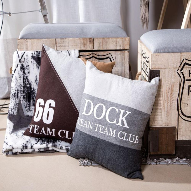 Pillowcase, White/Brown, 40cm H x 40cm W
