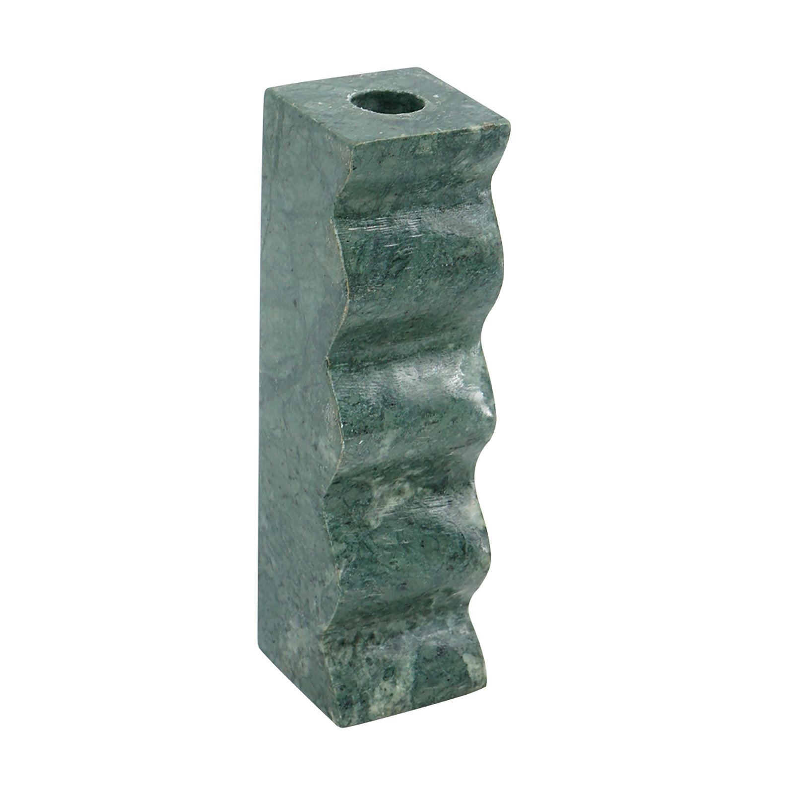 Marble Taper Candle Holder - Teal, 7" H x 2" W x 2" D
