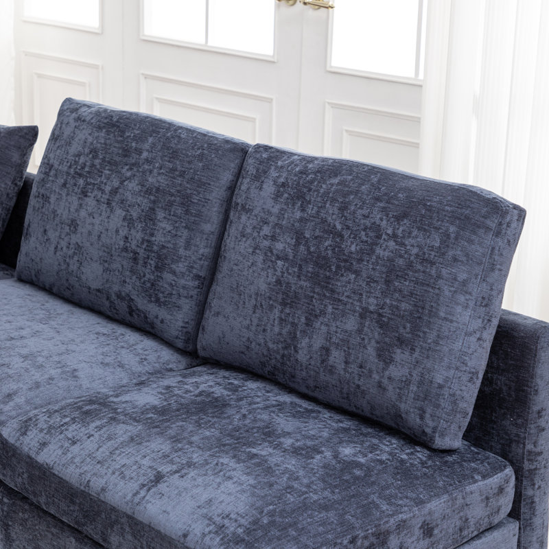 Miller 6 - Piece Upholstered L-shaped Modular Sectional Sofa, Blue