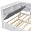 Lit plateforme en bois robuste | Tête de lit avec rangement, tablette rotative et lit gigogne pour chambre d'amis-307549215-307549213