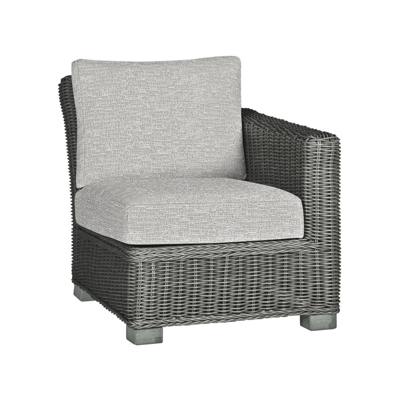 Canapé modulaire d'extérieur en résine tressée rustique N-Dura, Pas de soudure, Caramel tweed, Gris ardoise