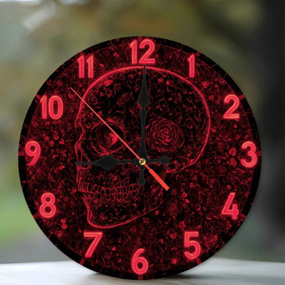 Tête de mort horloge rouge
