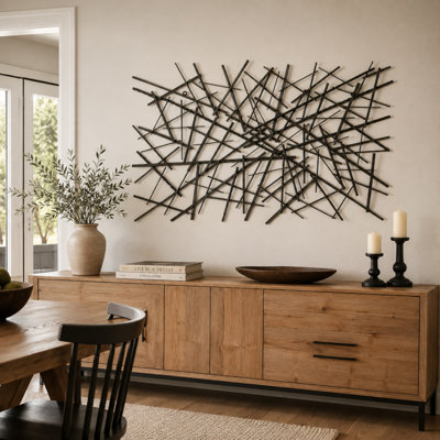 Dark Grey Metal Overlapping Lines Geometric Home Wall Decor