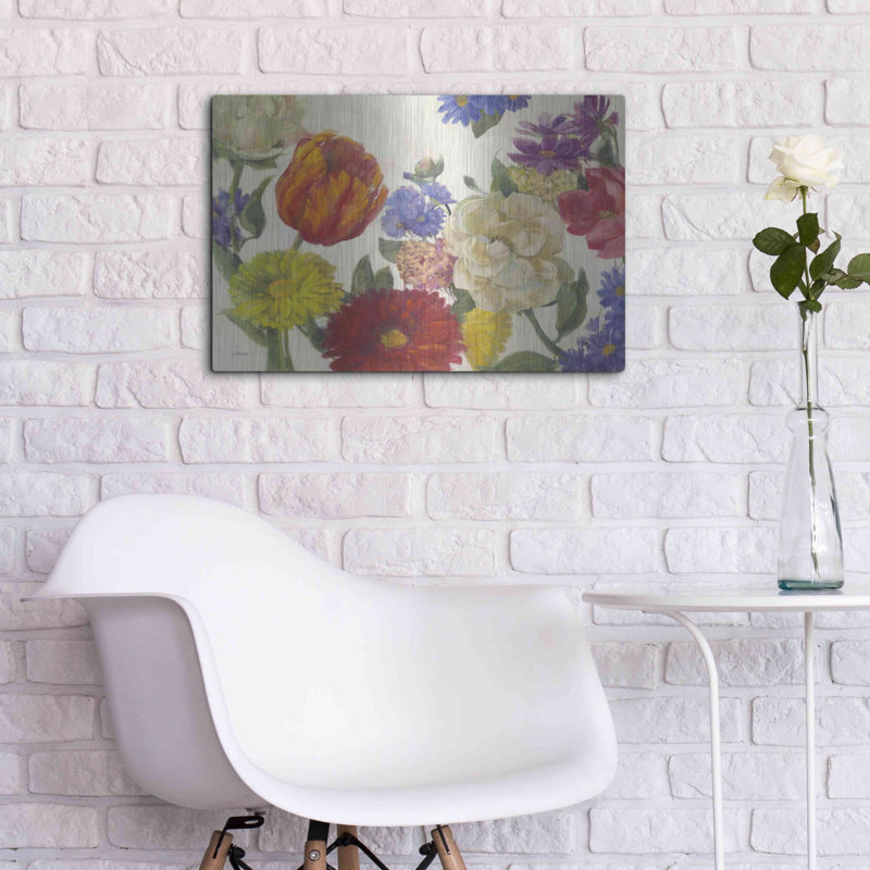 "Fleurs colorées sur fond blanc" par Carol Rowan, H 16 po x l 24 po