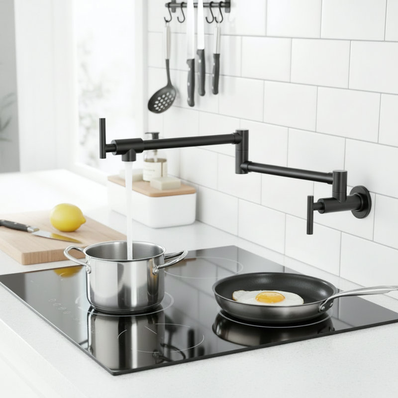 Robinet remplisseur mural commercial (ensemble de 2), Noir mat