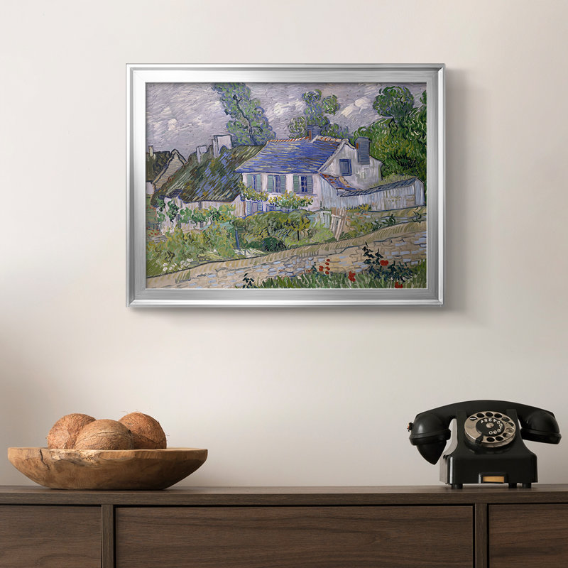 Maisons à Auvers-Vincent van Gogh-Toile tendue avec châssis-1890, 18,5 x 24,5, Toile avec cadre, Argent