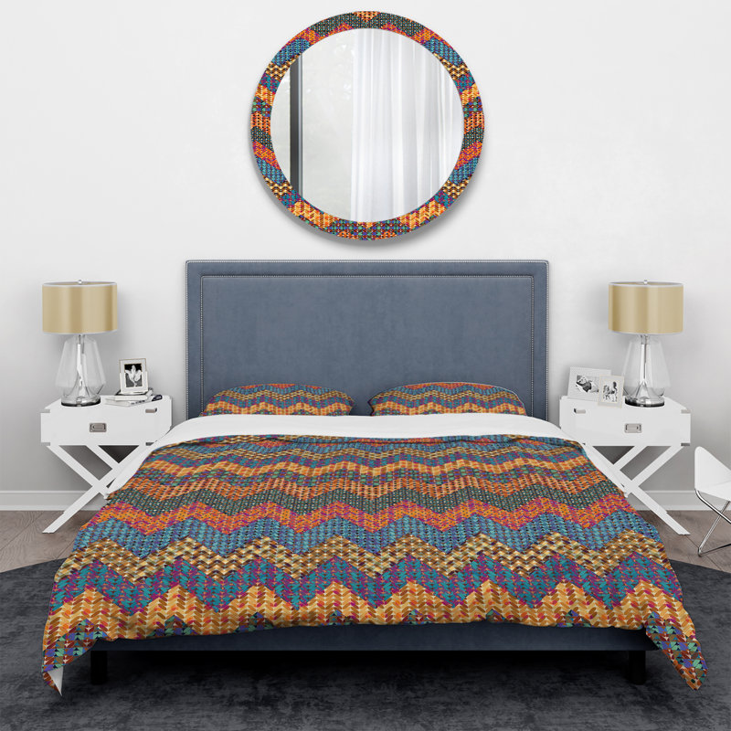 Ensemble de housse de couette en microfibre orange / bleu / vert 3 pièces