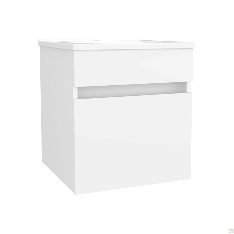 Meuble-lavabo flottant blanc avec lavabo et 1 porte