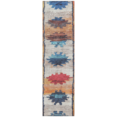 Machine Washable Indoor/Outdoor Xhevrie Navy Rug