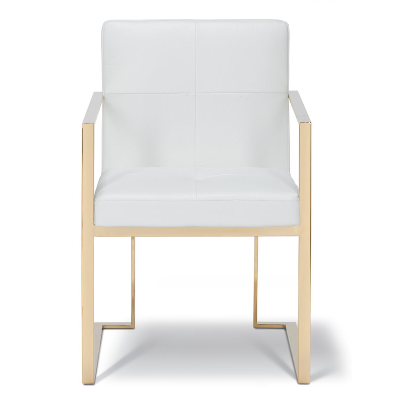 Fauteuil rembourré Poulin, Blanc, Or