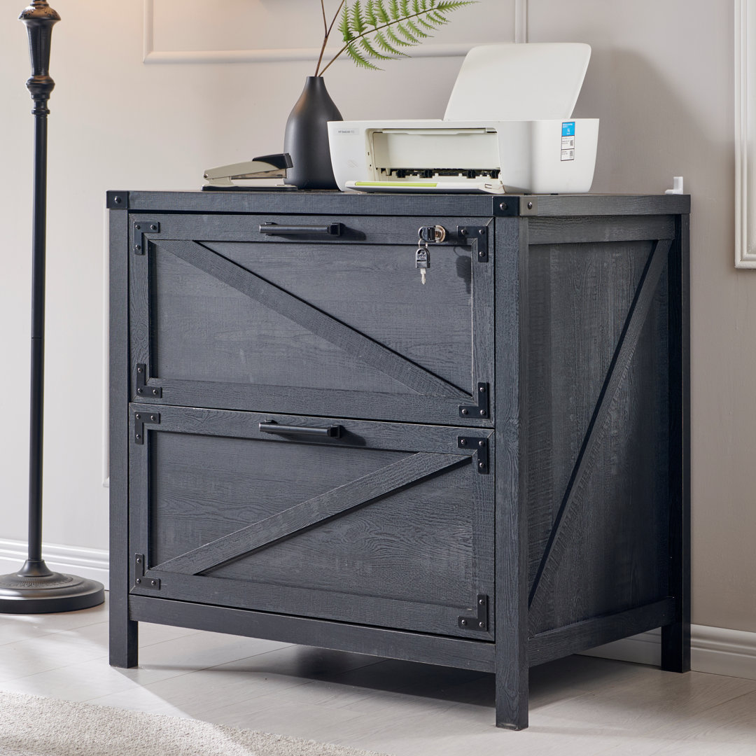 Britteney 31.5" Wide 2-Drawer Vertical Filing Cabinet, Farmhouse File Cabinet with Lock Millwood Pines 
