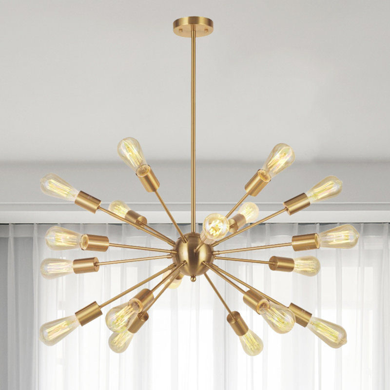 Lustre sphérique spoutnik à 18 lumières Celestino, Laiton