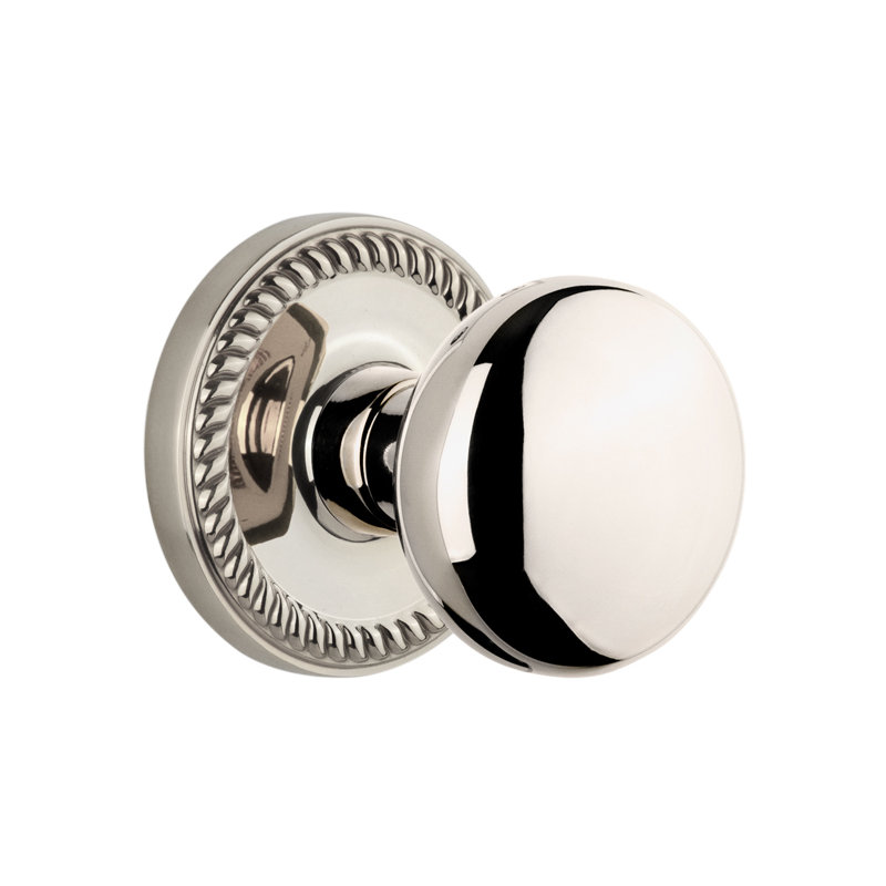 Grandeur Newport Rosette Privacy with Fifth Avenue Door Knob, Polished Nickel, 2 3/8"